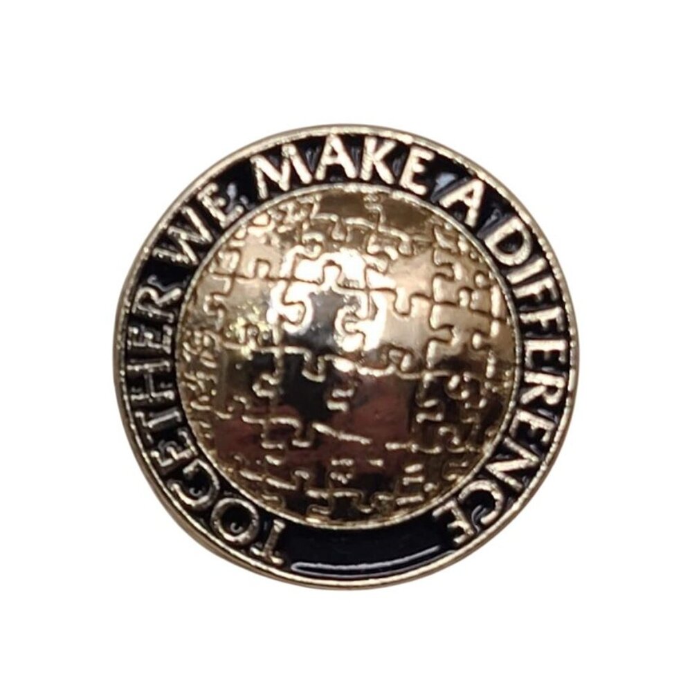 Baudville Together We Make a Difference Puzzle Globe Lapel Pin